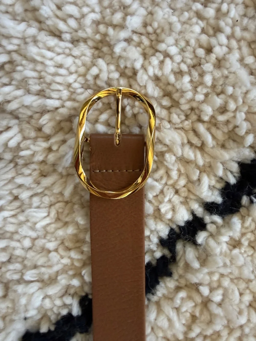 B-Low the Belt Gold Twisted Buckle Belt